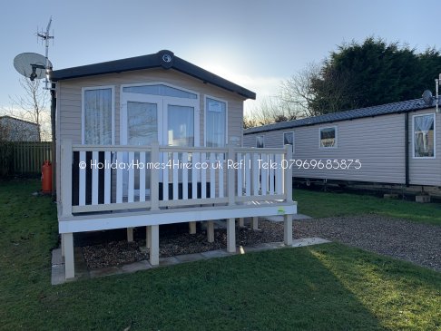 Primrose valley 2 Bedroom 6 Berth front view with front decking.