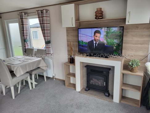 Haven Holidays Primrose Valley 3 Bedroom Caravan feature fireplace Ref72