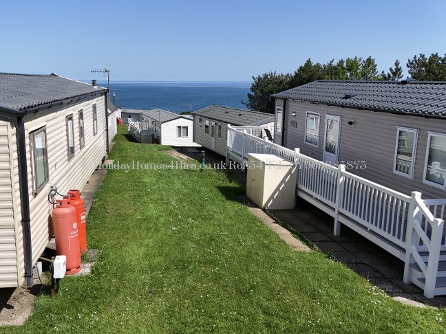 View of the sea from 2-bedroom caravan at Reighton Sands – ref 54